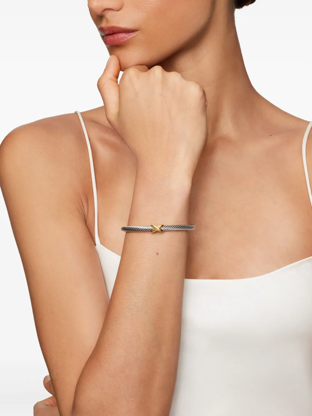 David Yurman 14kt yellow gold and sterling silver X Classic Cable Station bracelet (5mm) | Image 2