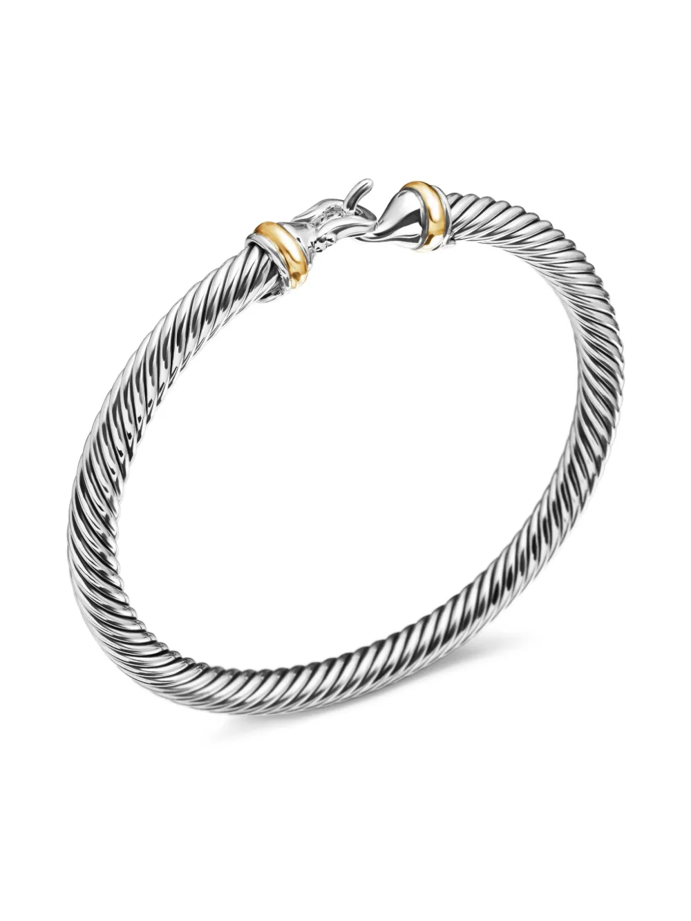 David Yurman 18kt Yellow Gold and Sterling Silver Buckle Classic Cable Bracelet (5mm), view 5