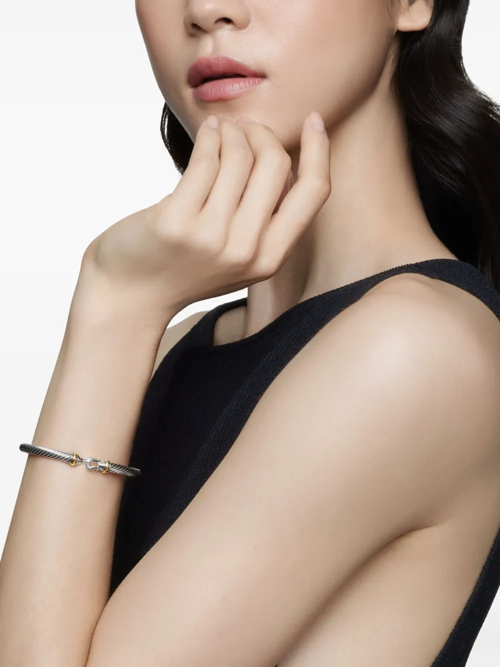 David Yurman 18kt yellow gold and sterling silver Buckle Classic Cable bracelet (5mm) | Image 2