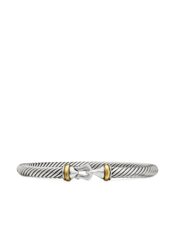 David Yurman 18kt Yellow Gold and Sterling Silver Buckle Classic Cable Bracelet (5mm)
