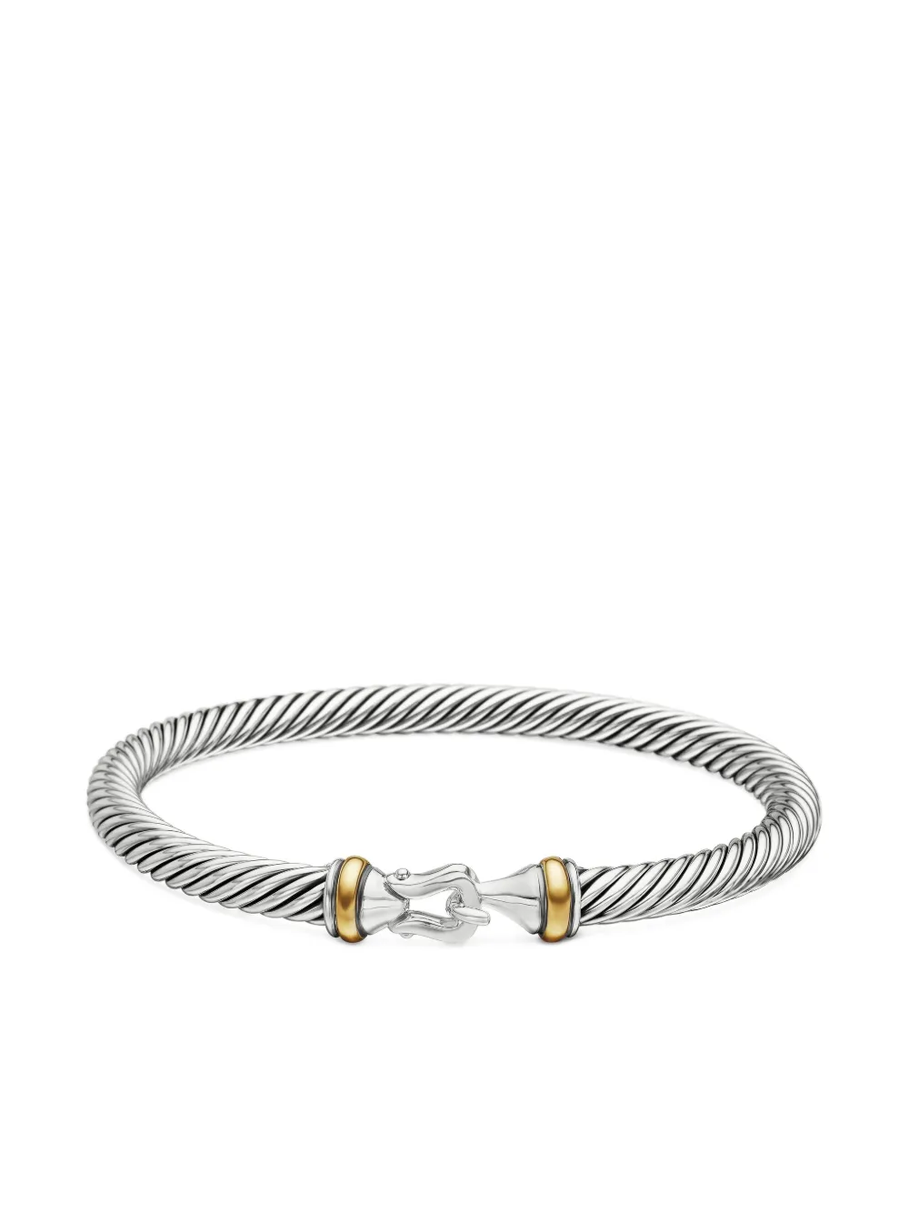 David Yurman 18kt Yellow Gold and Sterling Silver Buckle Classic Cable Bracelet (5mm), view 4
