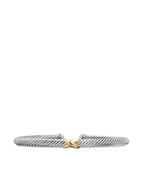 David Yurman pulsera X Classic Cable Station en oro amarillo de 18kt y plata de ley de 4mm