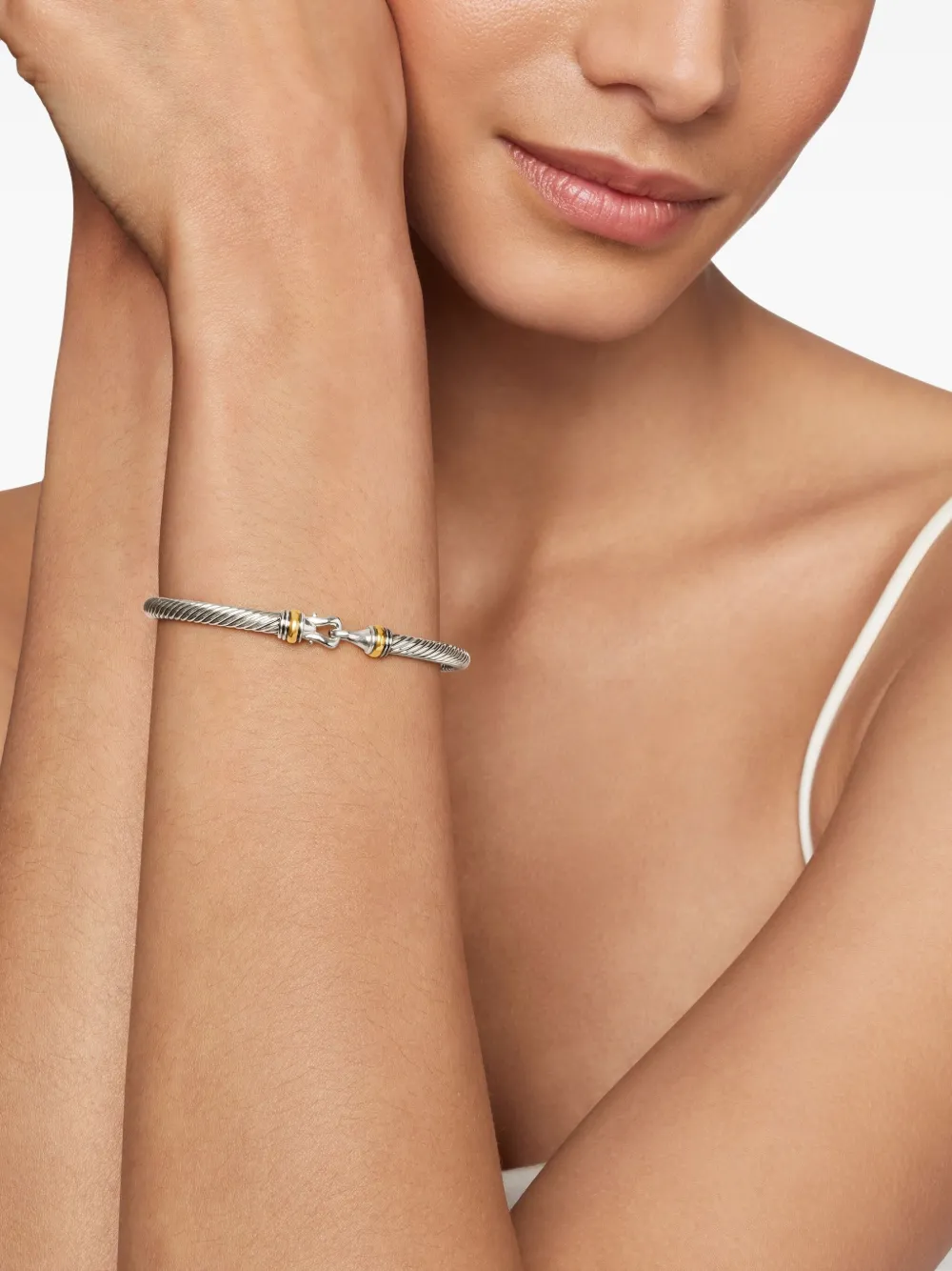  David Yurman Pulsera Buckle Classic Cable De 4 Mm En Oro Amarillo De 18 Ct Y Plata De Ley - Plateado 