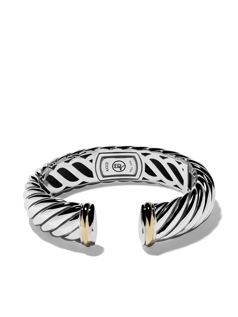 

David Yurman 18kt yellow gold accented sterling silver Sculpted Cable cuff bracelet - S8