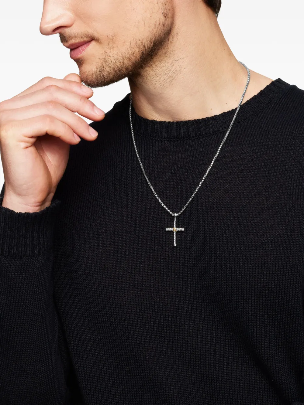 David Yurman Ciondolo Cable Cross in oro giallo 18kt e argento sterling | Image 2