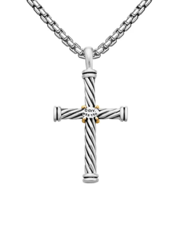 David Yurman 18kt Yellow Gold And Sterling Silver Cable Cross