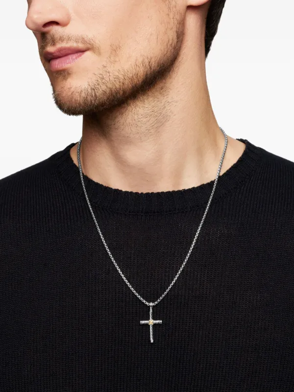 David Yurman 18kt Yellow Gold And Sterling Silver Cable Cross