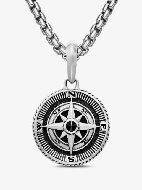 David Yurman amuleto Maritime Compass en plata de ley con diamante de 29.5mm