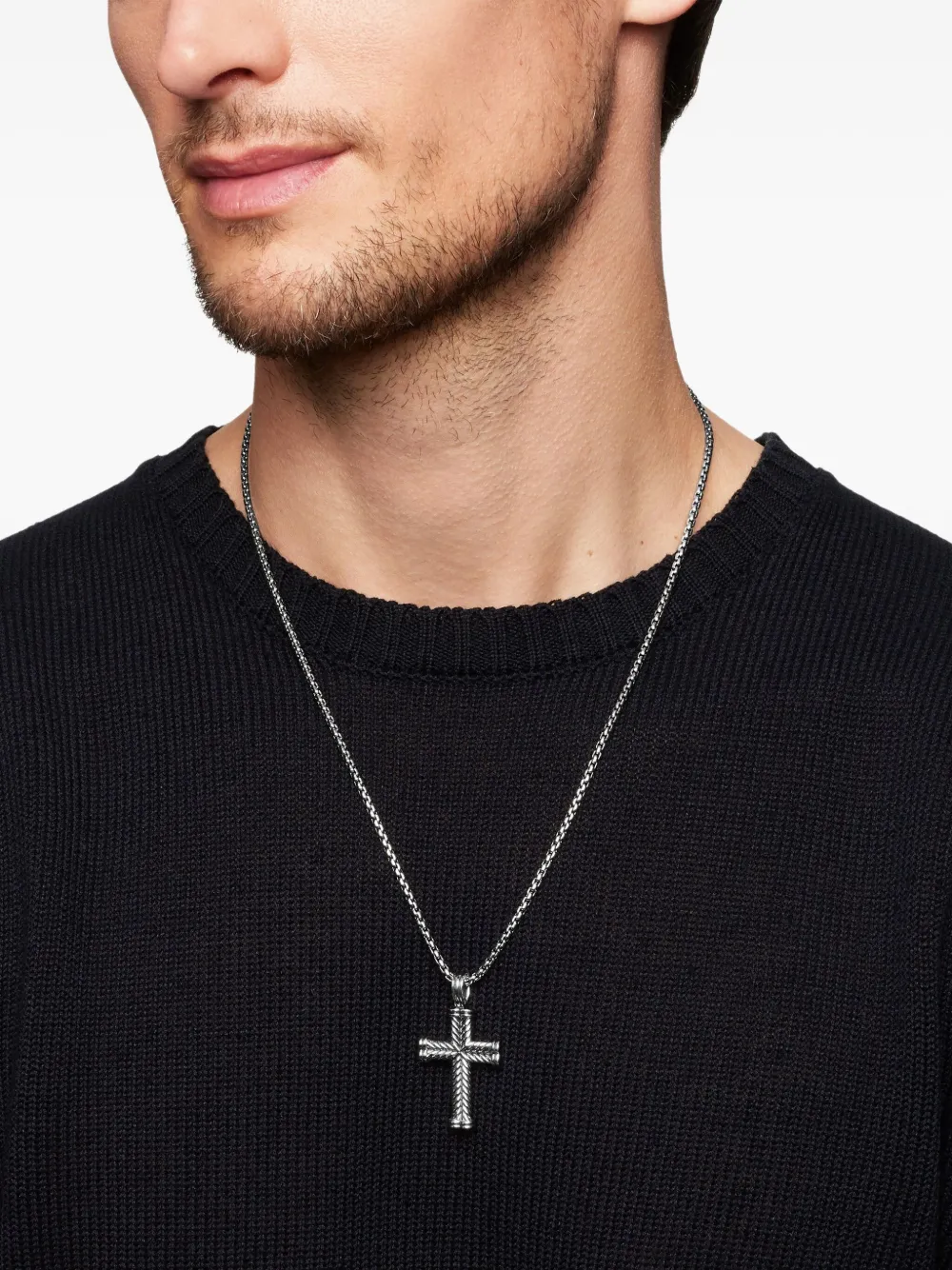 David Yurman Pendente Chevron Cross in argento sterling (33,5mm) | Image 2