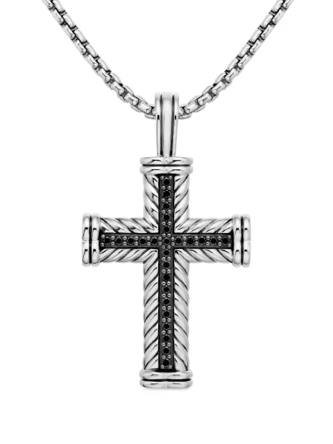 David Yurman sterling silver Chevron Cross diamond pendant (41.7mm)