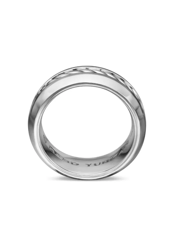 David Yurman Sterling Silver Cable Inset Band Ring (8mm) | Silver