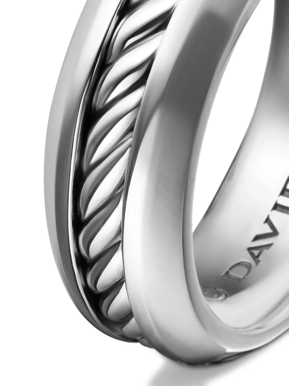 Sterling Silver Cable Inset Band Ring (8mm)