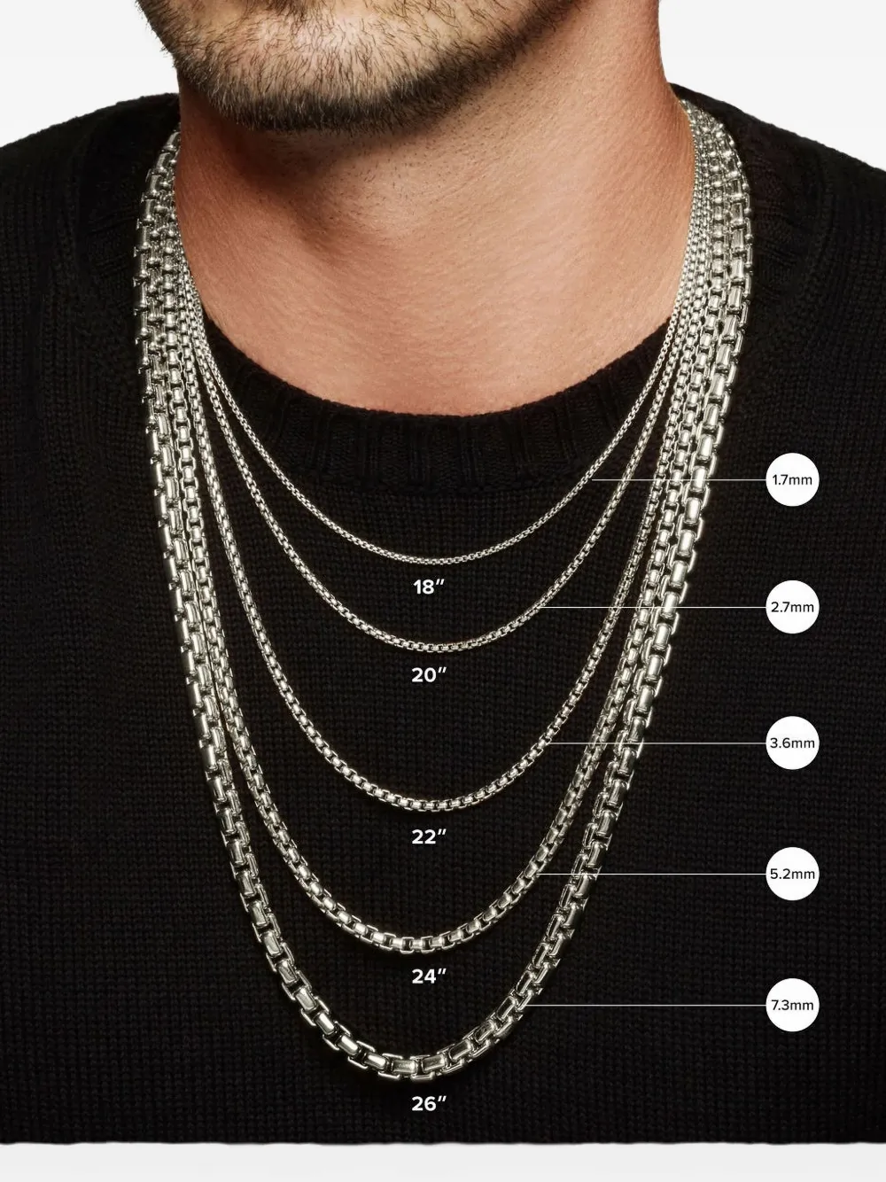 David Yurman Box Chain Necklace (4mm) In Black