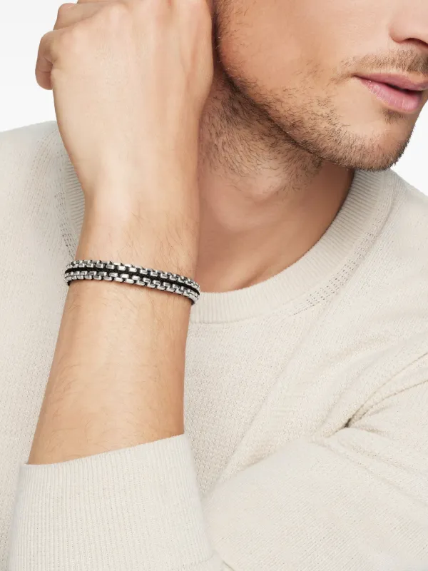 David Yurman Sterling Silver Woven Box Chain Bracelet (12mm