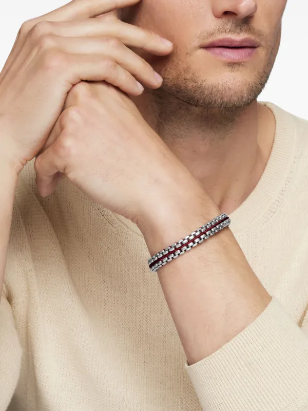 David Yurman Sterling Silver Woven Box Chain Bracelet (12mm