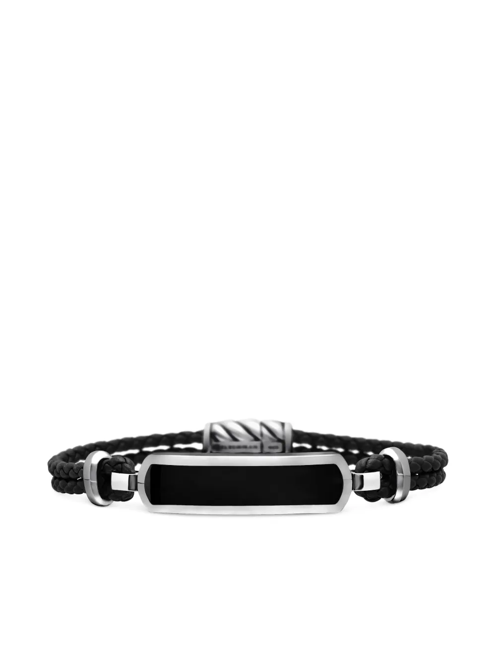 David Yurman sterling silver Exotic Stone Bar Station leather bracelet (3mm) | Black | Image 1