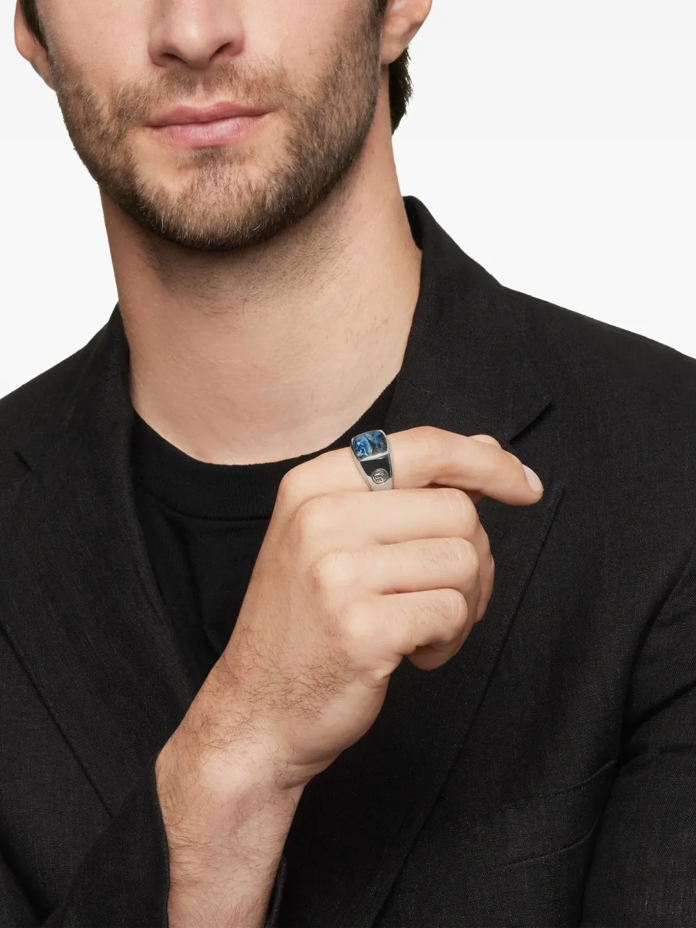 David Yurman Anello a sigillo Exotic Stone in argento sterling con pietersite (14mm) | Image 2