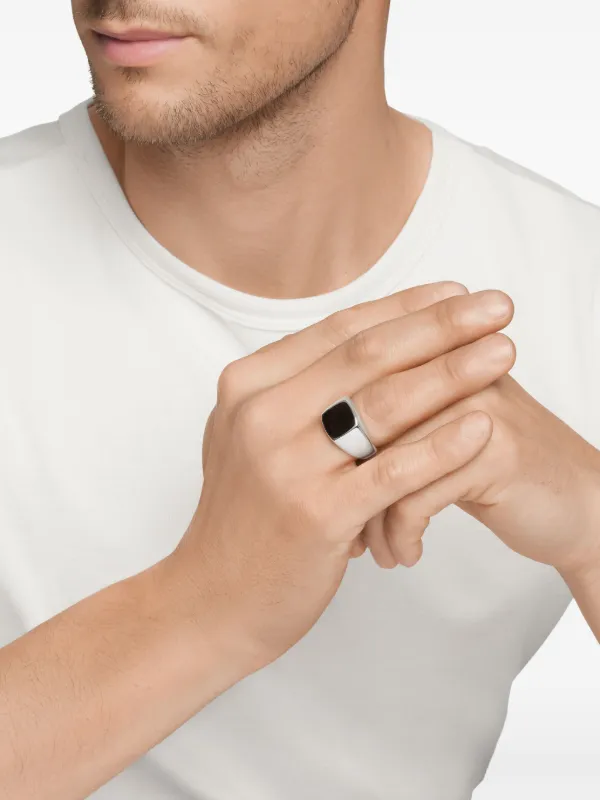 Mens Signet 9ct Signet Ring Signet Ring Marquise Diamond, Onyx And