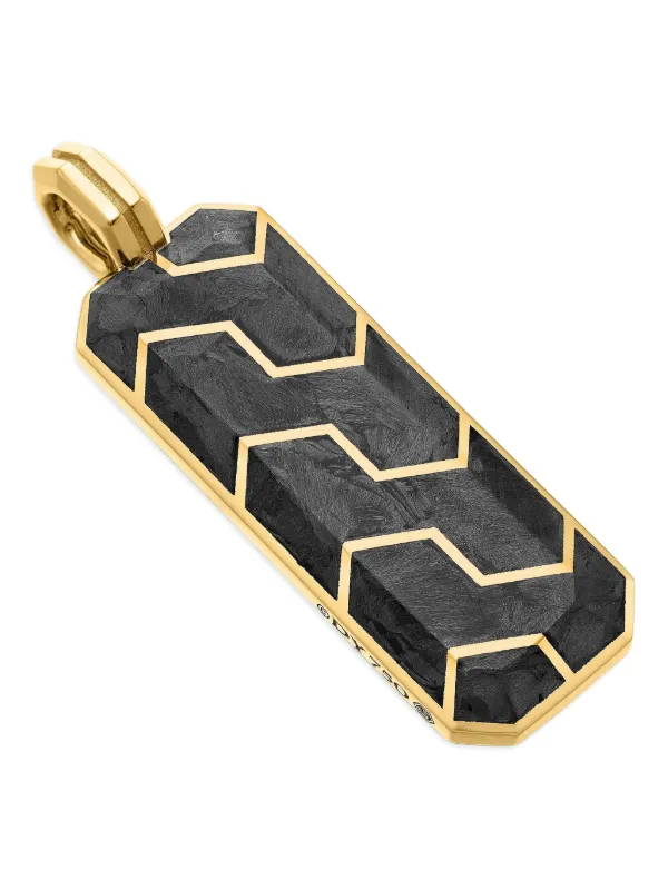 David Yurman 18kt Yellow Gold Forged Carbon Ingot Tag (47mm