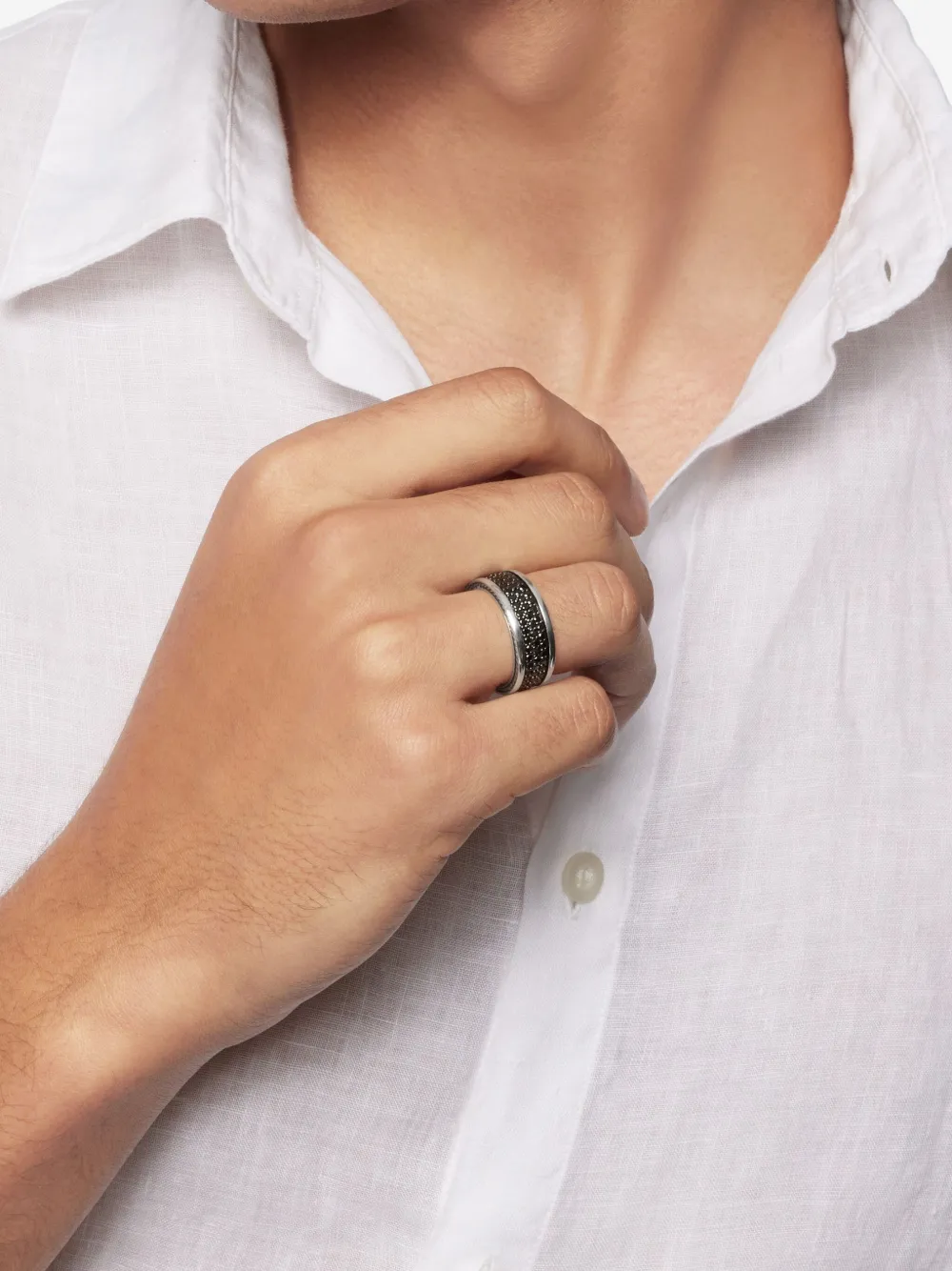 David Yurman 纯银 Streamline Three Row 钻石指环戒指（8.5毫米） | Image 2