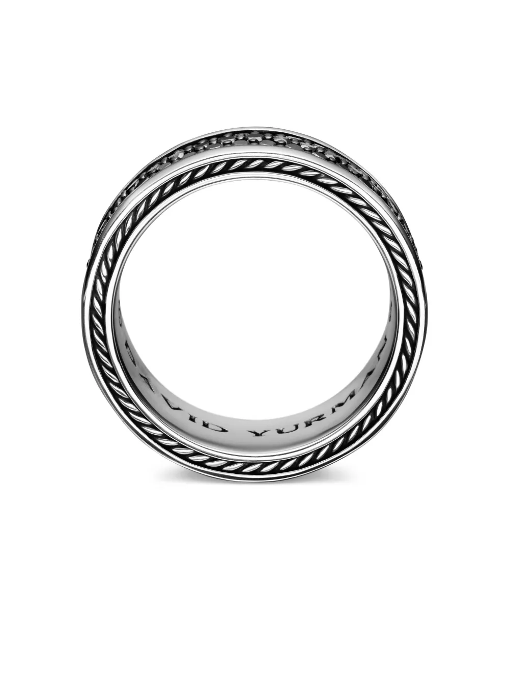 Sterling Silver Streamline Three Row Diamond Band Ring (8.5mm)