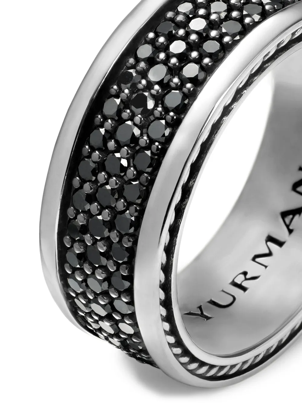 Sterling Silver Streamline Three Row Diamond Band Ring (8.5mm)