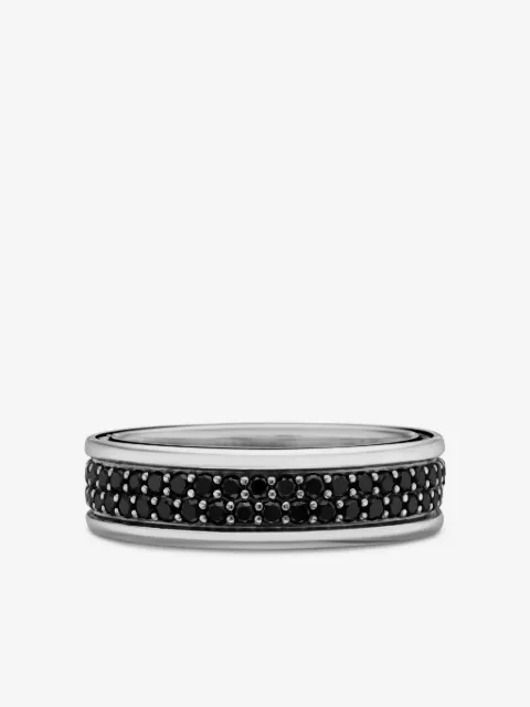 David Yurman sterling silver Streamline Two Row Band diamond ring (6.5mm)