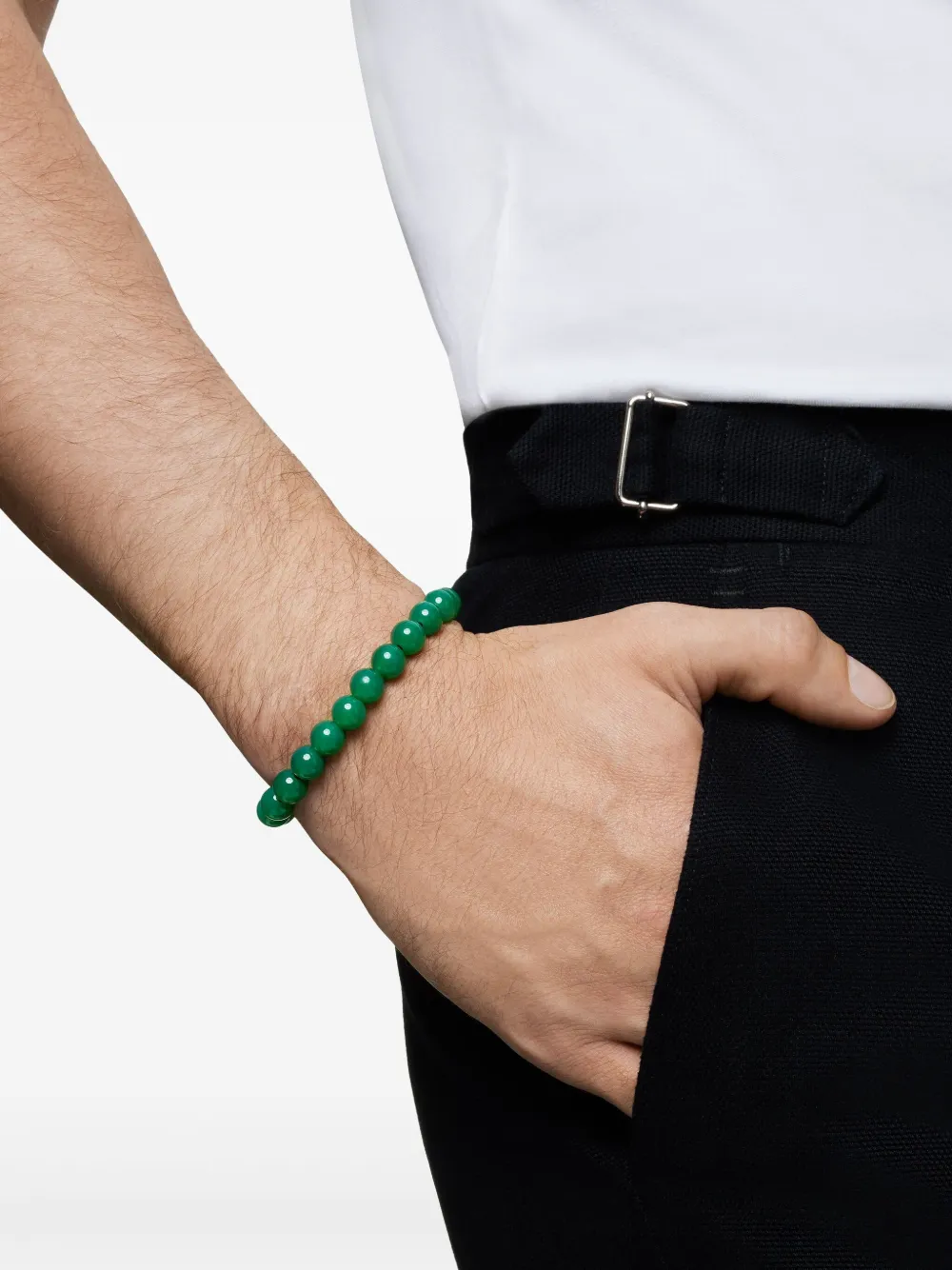  David Yurman Sterling Silver Spiritual Beads Bracelet (8mm) - Green 