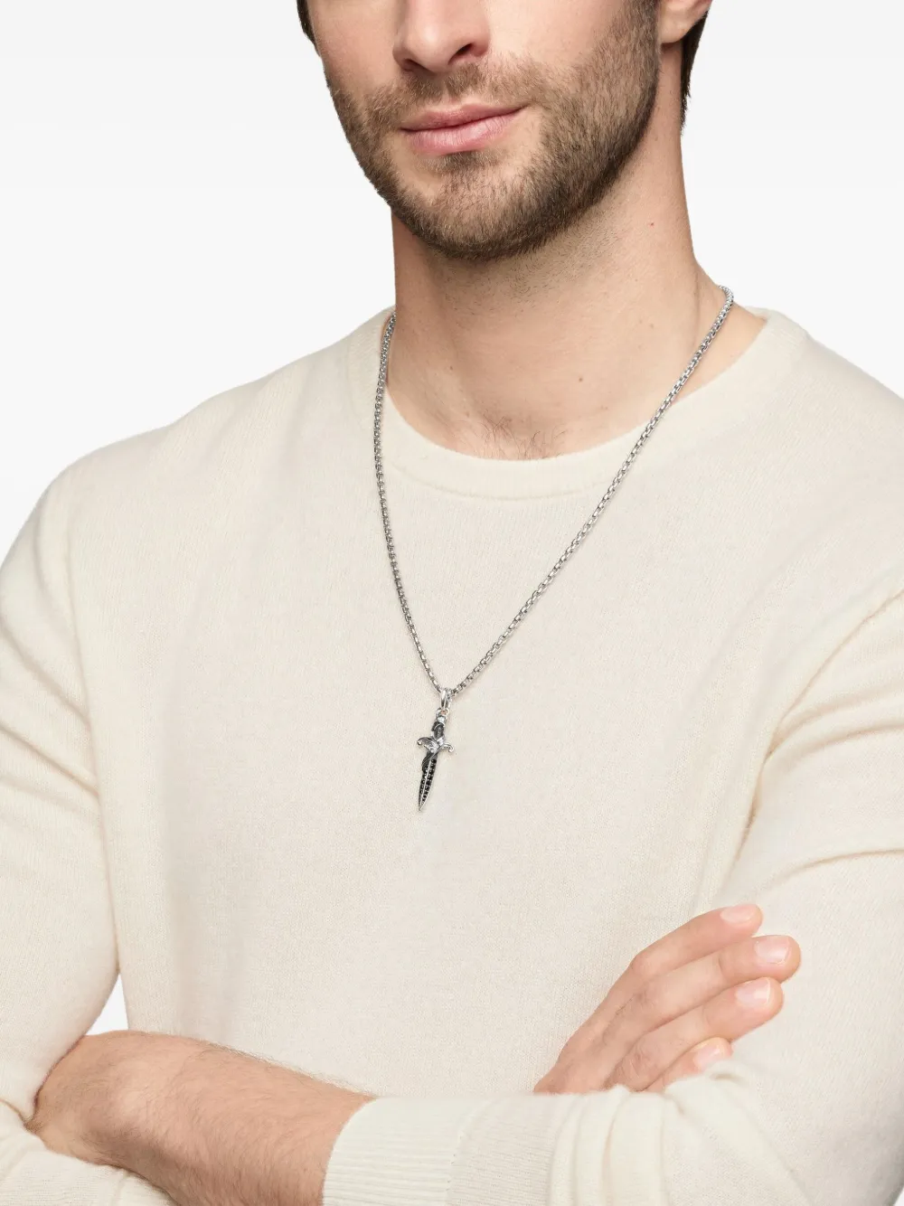 David Yurman Pendente Waves Dagger in argento sterling con diamanti (43,8mm) | Image 2