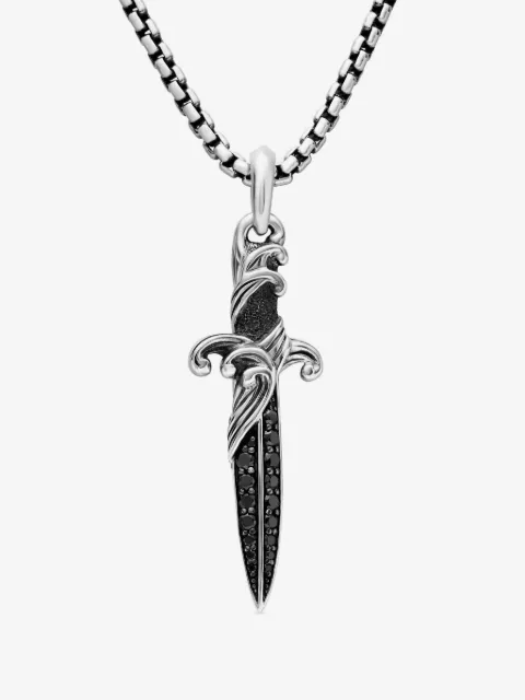 David Yurman Waves Dagger Amulett aus Sterlingsilber mit Diamanten 43,8mm