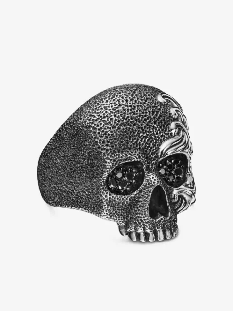 David Yurman sterling silver Waves Skull diamond ring (24mm)