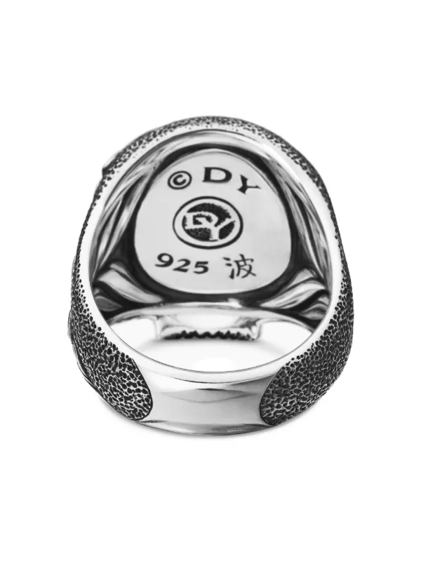 David Yurman Waves Skull ダイヤモンド リング 24mm スターリング 