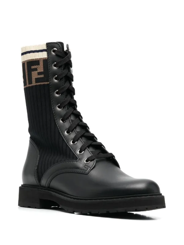 FENDI Rockoko Combat Boots | Black | FARFETCH