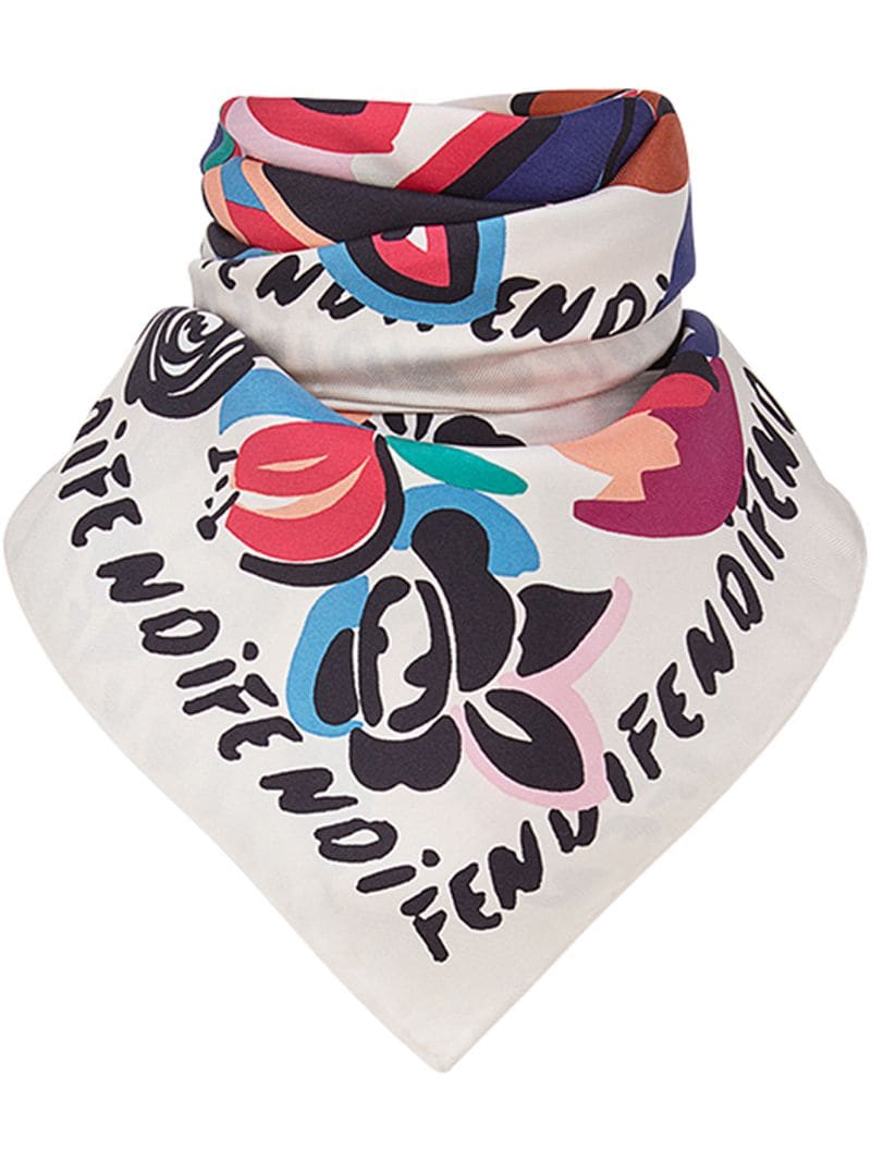 FENDI FENDI FLORAL FOULARD SQUARE SCARF - MULTICOLOUR