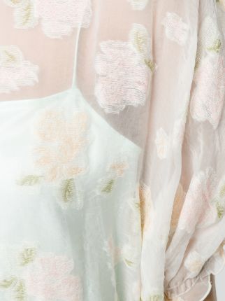 floral embroidered sheer top展示图