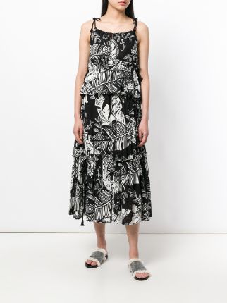 foliage print maxi skirt展示图