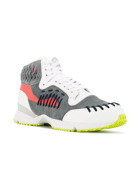 KOLOR KOLOR WOVEN DETAILS HI-TOP SNEAKERS - WHITE