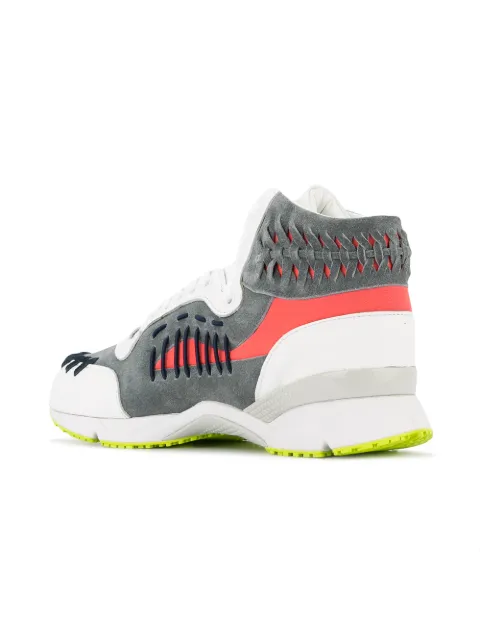 KOLOR KOLOR WOVEN DETAILS HI-TOP SNEAKERS - WHITE