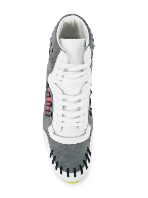 KOLOR KOLOR WOVEN DETAILS HI-TOP SNEAKERS - WHITE