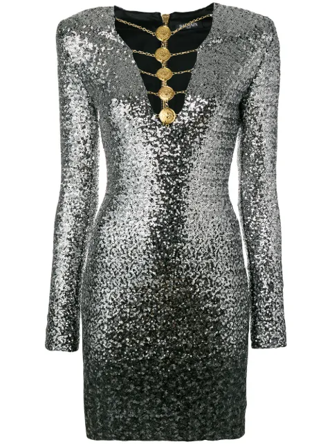 Balmain embellished sequined dress