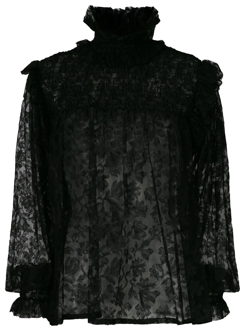 Saint Laurent блузка из цветочного кружева