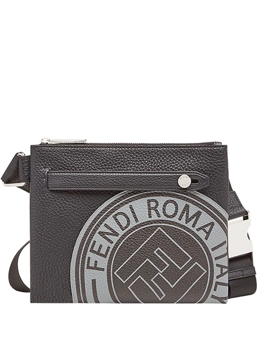 FENDI logo print messenger bag - Nero