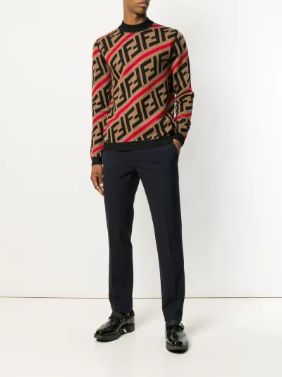 Fendi FF logo diagonal-stripe sweater 