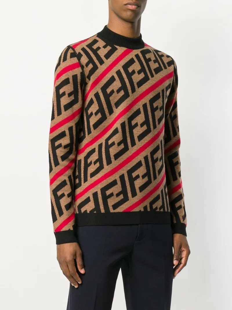 Fendi FF logo diagonal-stripe sweater 