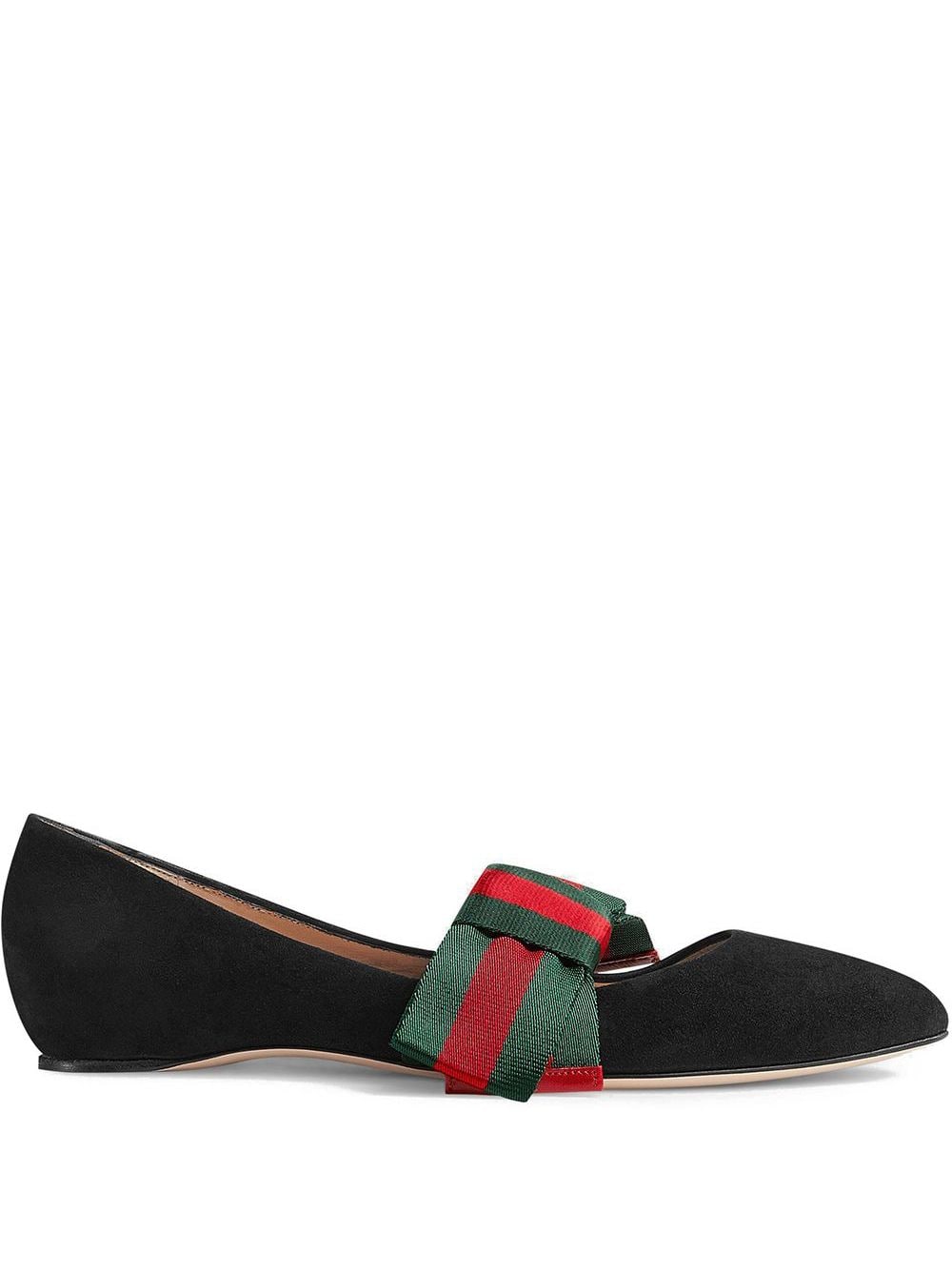 Gucci Suede Ballet Flats with Web Bow 