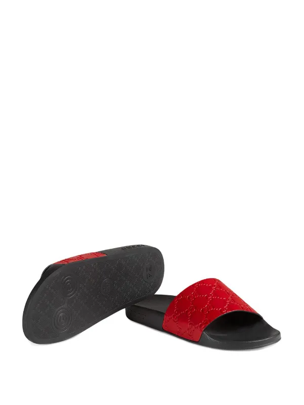 gucci signature slide sandal red