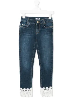 Jeans con orlo in pizzo