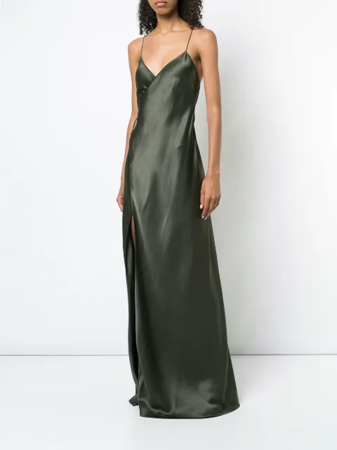 michelle mason strappy wrap gown