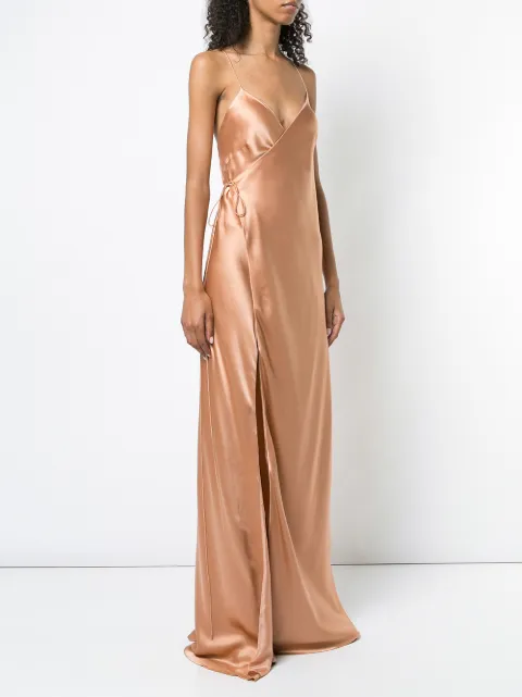 michelle mason strappy wrap gown