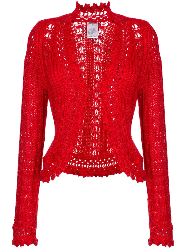 chanel cardigan red
